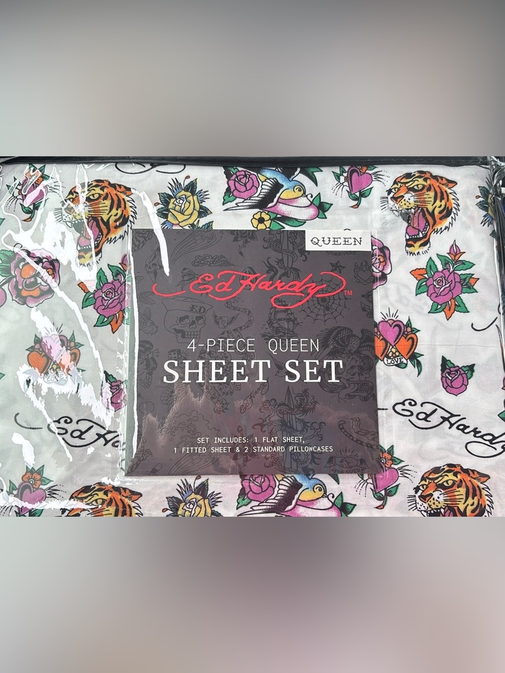 Ed Hardy Sheet & Pillow Sets-Various Colors/Themes - Queen